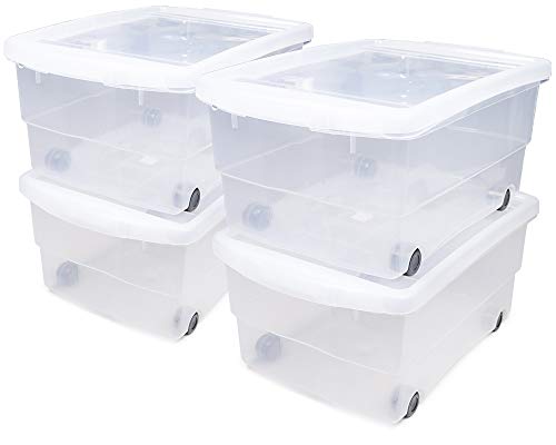 Ondis24 4x Kunststoffbox mit Deckel & Rollen, Rollbox 80L, Spielzeugkiste, Kiste stapelbar, Aufbewahrungsbox transparent Ondis24 4x Kunststoffbox mit Deckel & Rollen, Rollbox 80L, Spielzeugkiste, Kiste stapelbar, Aufbewahrungsbox transparent von Ondis24