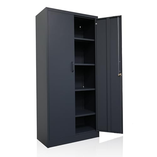 Ondis24 Aktenschrank Abschließbar Stahlschrank Stefan - Büroschrank Metallschrank Mit Justierbaren Einlegeböden, 78x39x170(H) cm, 250Kg Belastbarkeit, 50Kg Pro Einlage (Anthrazit, 170cm) von Ondis24