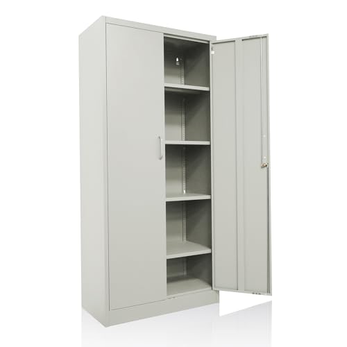 Ondis24 Aktenschrank Abschließbar Stahlschrank Stefan - Büroschrank Metallschrank Mit Justierbaren Einlegeböden, 78x39x170(H) cm, 250Kg Belastbarkeit, 50Kg Pro Einlage (Grau, 170cm) von Ondis24