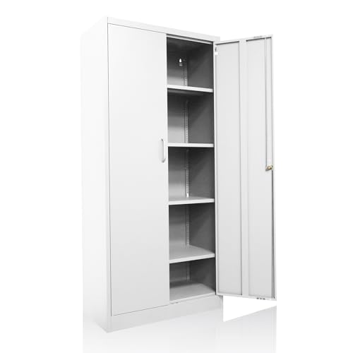 Ondis24 Aktenschrank Abschließbar Stahlschrank Stefan - Büroschrank Metallschrank Mit Justierbaren Einlegeböden, 78x39x170(H) cm, 250Kg Belastbarkeit, 50Kg Pro Einlage (Weiß, 170cm) von Ondis24
