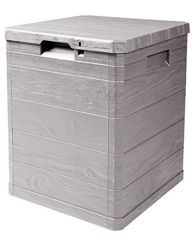 Ondis24 Aufbwahrungsbox Madera Mini Holz-Optik 90L abschließbar Truhe Kissenbox (Warmgrau) von Ondis24