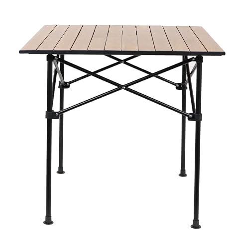 Ondis24 Campingtisch Klapptisch Gartentisch aus Aluminium faltbar, Falttisch, Picknicktisch belastbar bis 50kg (braun, 71 x 69.5 x 67.5 cm) von Ondis24