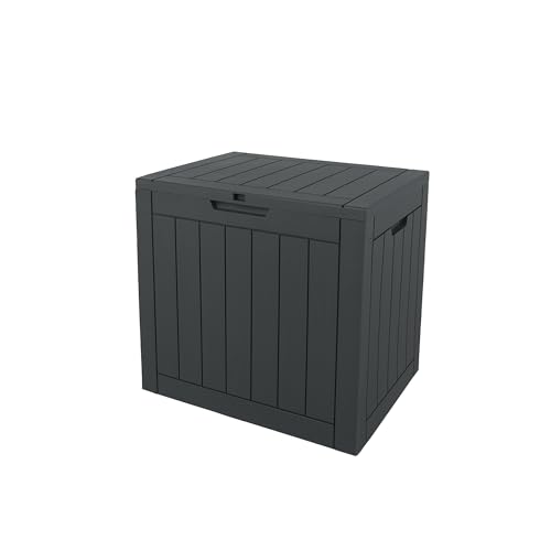 Ondis24 City Cube, Kunststoff Box - Abschließbare Poolbox, Gartenbox Wasserdicht, 110L, Anthrazit, 55x43x53cm Außenmaß, 75Kg Gewichts- & Sitzbelastbarkeit - Ideal für Wohnungs-, Pool- & Gartenbesitzer von Ondis24