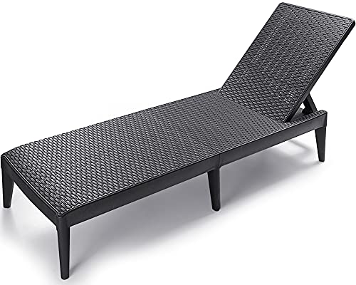 Ondis24 Gartenliege Milan Sonnenliege verstellbares Kopfteil, Relaxliege aus Kunststoff, Flache Rattan-Optik (ohne Kissen, anthrazit) von Ondis24