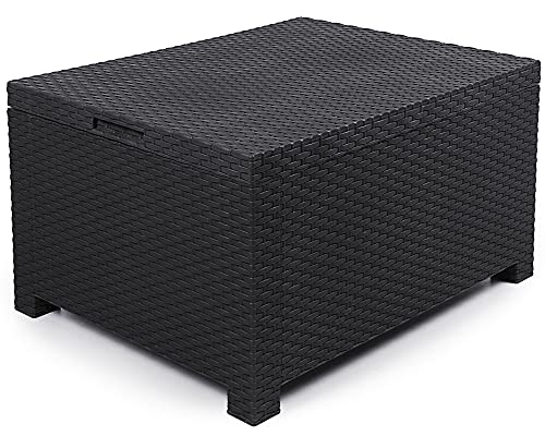 Ondis24 Gartentisch Olimpia, Loungetisch mit Aufbewahrungsbox, Beistelltisch mit Staufach aus Kunststoff, 168 Liter, Maße ca. 76 x 59 x45 (H) cm, 8 kg, anthrazit von Ondis24