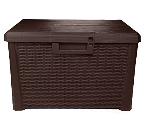 Ondis24 Kissenbox Nevada kompakt Auflagenbox Gartenbox Allzweckbox Sitztruhe 120 Liter (braun) von Ondis24