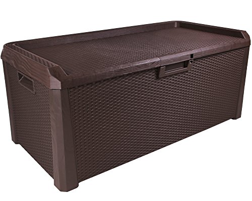 Ondis24 Kissenbox Santo Rattan Optik Sitztruhe Auflagenbox braun 560 Liter XXL von Ondis24