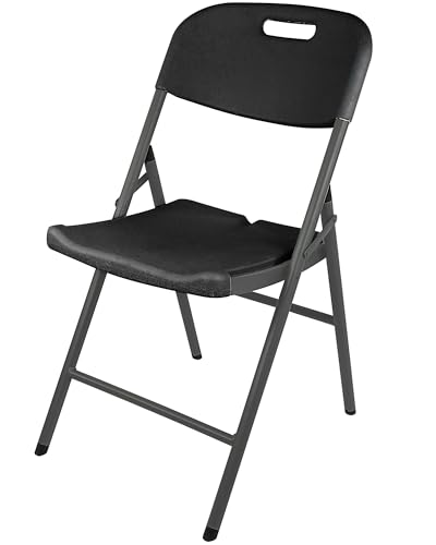 Ondis24 Klappstuhl für Camping, Party, Hochzeit, Bankett & Schulungen, HDPE Sitzfläche UV- und witterungsbeständig, Stahlgestell (1, schwarz, 50 x 47 x 84 cm) von Ondis24