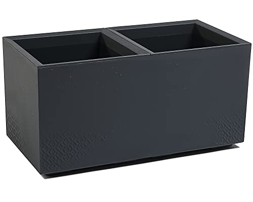 Ondis24 Blumenkübel Caro Beton Optik Pflanzkübel auf Rollen aus Kunststoff 100% Recycled (80cm, Anthrazit) von Ondis24