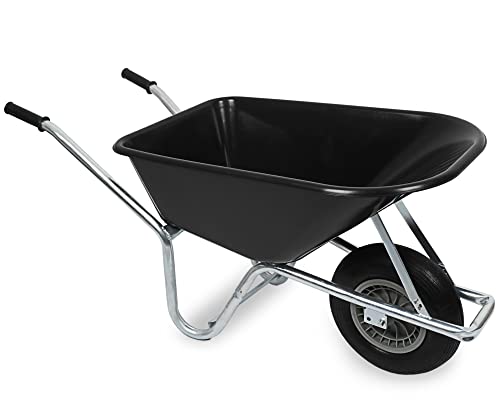 Ondis24 Schubkarre Gartenschubkarre Bauschubkarre Metallachse robuste Kunststoffmulde ergonomische Griffe (120 Liter) von Ondis24
