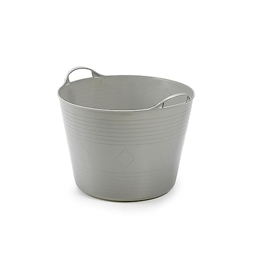 Ondis24 Tragekorb Flexi Tub 40L, Spielzeug Eimer Kinderzimmer, Wäschekorb flexibler Kunststoff, Garten Kübel, grau von Ondis24