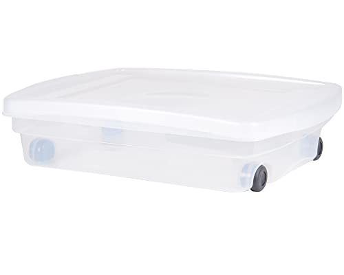 Ondis24 Unterbettbox mit Deckel und Rollen, Rollbox 40 L, Spielzeugkiste, Kiste stapelbar, Aufbewahrungsbox transparent (40 Liter) von Ondis24