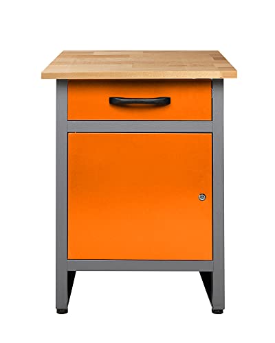 Ondis24 Werkbank orange Werktisch Werkstatteinrichtung mit Schublade und Tür abschließbar 60 x 60 cm Arbeitshöhe 85 cm TÜV geprüft von Ondis24