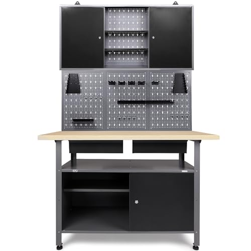 Ondis24 Werkstatteinrichtung Werkstatt Set Werkbank Fritz Hängeschrank Werkzeugwand Metall Schwarz Grau (Hängeschrank Kurt, 120 cm) von Ondis24