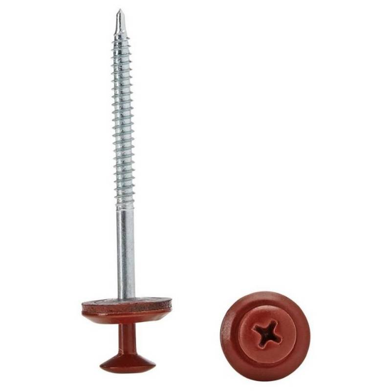 Onduline Dachbahn 100 Stück Spezialschrauben selbstschneidend, Farbe: rot, rund, (100-St), Größe: 3,9 x 60 mm, für Onduline Dachplatten von Onduline