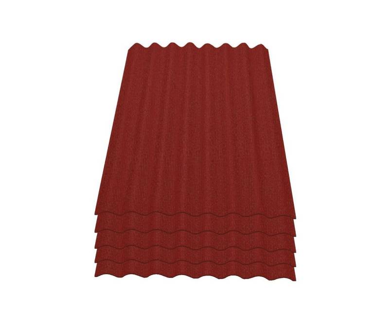 Onduline Dachpappe 5er Pack Dachplatte Easyline® Wellplatte Gartenhaus, Farbe: rot, wellig, 3.8 m² pro Paket, (5-St), Größe: 1000 x 760 x 2,6 mm, Profil: 95/38 von Onduline
