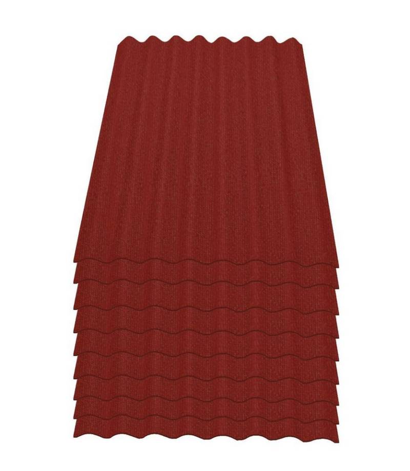 Onduline Dachpappe 9er Pack Dachplatte Easyline® Wellplatte Gartenhaus, Farbe: rot, wellig, 6.84 m² pro Paket, (9-St), Größe: 1000 x 760 x 2,6 mm, Profil: 95/38 von Onduline