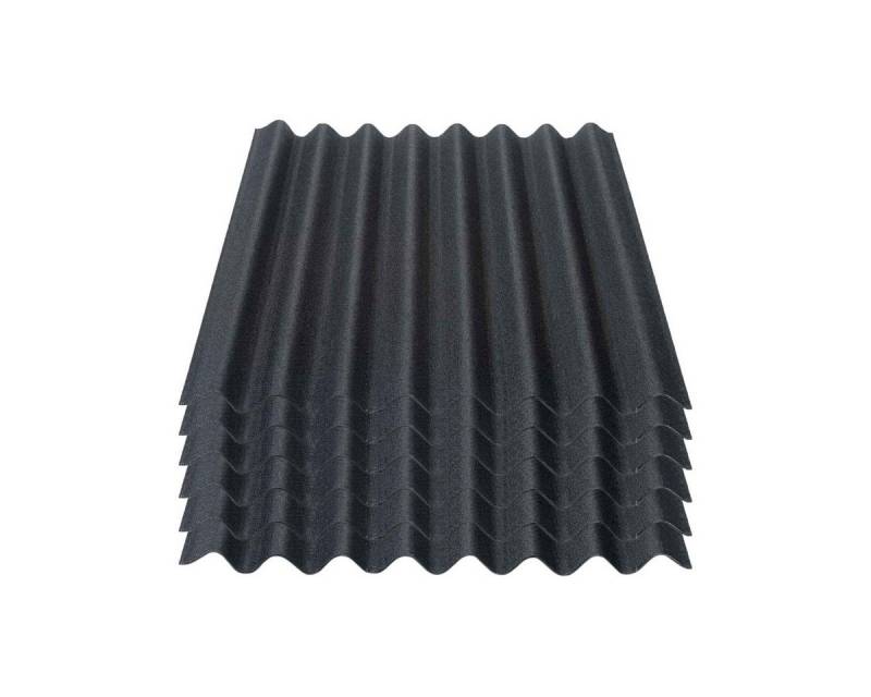 Onduline Dachpappe 6er Pack Dachplatte Easyline® Wellplatte Gartenhaus, Farbe: schwarz, wellig, 4.56 m² pro Paket, (6-St), Größe: 1000 x 760 x 2,6 mm, Profil: 95/38 von Onduline