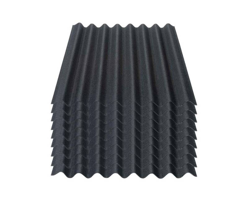 Onduline Dachpappe 9er Pack Dachplatte Easyline® Wellplatte Gartenhaus, Farbe: schwarz, wellig, 6.84 m² pro Paket, (9-St), Größe: 1000 x 760 x 2,6 mm, Profil: 95/38 von Onduline