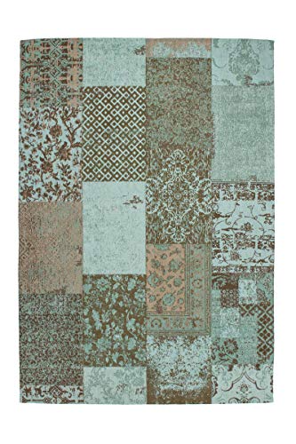 Flachflor Teppich Retro Patchwork Look Jacquard Muster Türkis Teppiche 80X150cm von One Couture