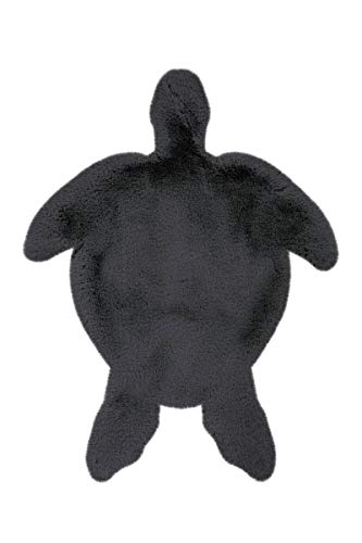 Kinderteppich Schildkröte Anthrazit Grau Kinderzimmer Flauschig Weich 68x90cm von One Couture