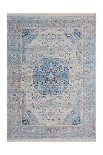 Teppich Vintage Flachflor Orientalisch Blau Handarbeit Pfelgeleicht 80x150cm von One Couture