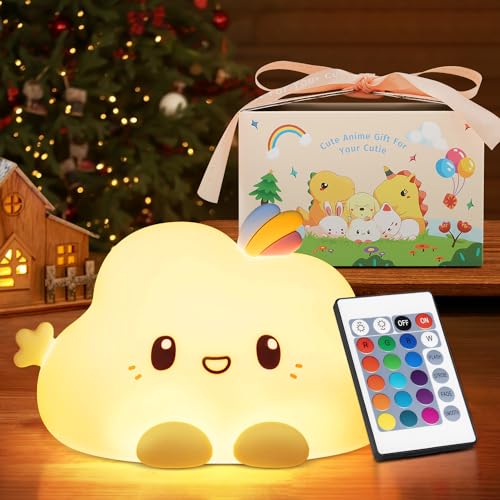 【Geschenkverpackung】Baby Geschenk Mädchen, Nachtlicht Kinder, 16 Farben 5 Helligkeit Nachtlicht Baby Stilllicht Dimmbar,Kawaii Deko Nachttischlampe Kinder Nachtlicht Batterie,Kinderzimmer Babyzimmer von One Fire