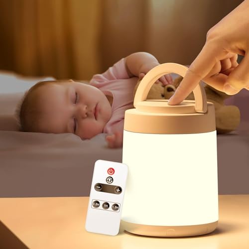 Nachtlicht Kinder Stilllicht, 8 Helligkeit 10 Farben Stilllicht Dimmbar Night Light for Kids, 1800 mAh Nachtlampe Kinderzimmer Nachtlicht Dimmbar, Fernbedienung Nachttischlampe Kinder Baby Lampe von One Fire