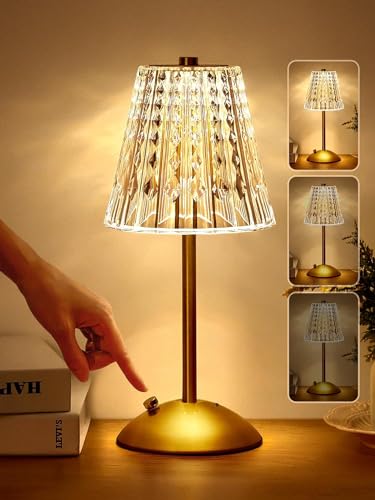 One Fire Tischlampe Kabellos,3 Farben LED Tischlampe Akku Tischleuchte,10-Wege Dimmbar LED Tischleuchte Kabellos,Tischlampe Vintage,Tischlampe LED Touch Lampe,Kabellose Tischlampe Akku Tischleuchte von One Fire