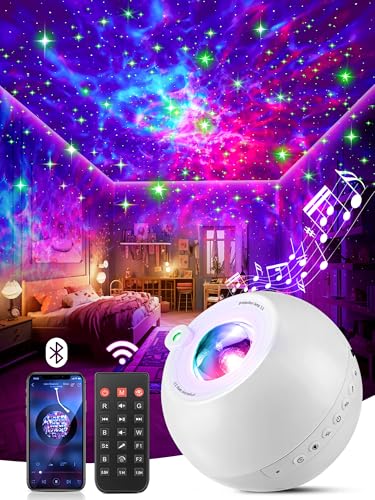 Sternenhimmel Projektor Kinder, 15 Lichtfarben+15 Musik+Bluetooth Star Projector Sternenhimmel, Fernsteuerung+Timer+Dimmbar Projektor Galaxy Projector, Zimmer Deko, Aurora Lampe, Sternenprojektor von One Fire