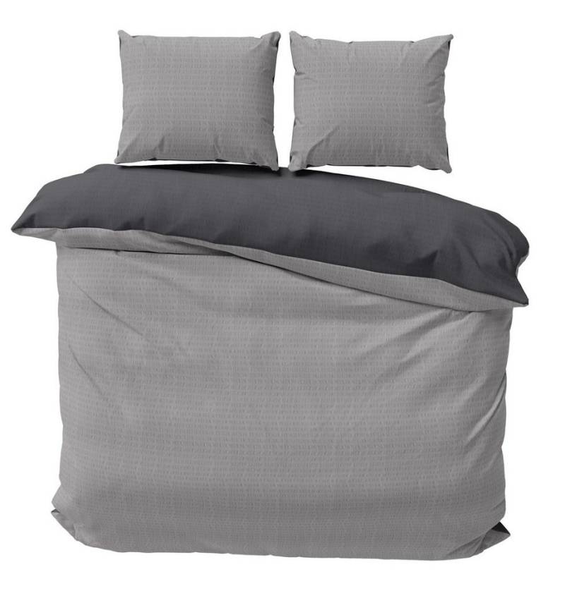 One Home Bettwäsche Doubleface Wende, Seersucker, 3 teilig, Mikrofaser Unifarben Doppelbett von One Home