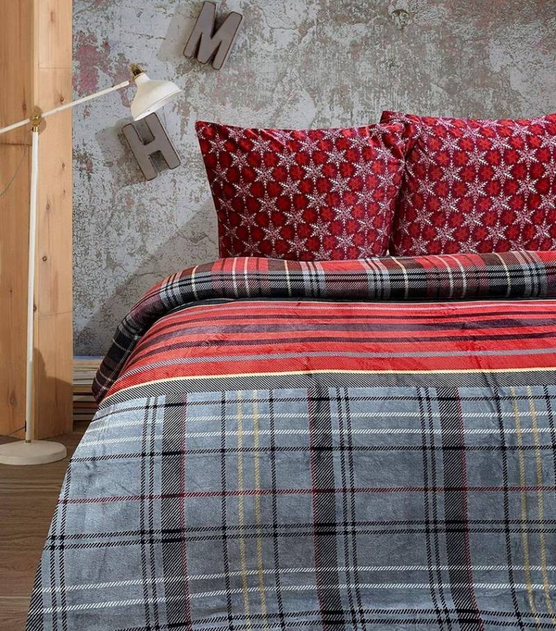 One Home Bettwäsche Winter Cashmere Touch, Fleece, 3 teilig, flauschig warmes Teddy Plüsch, Kristall Doppelbett von One Home