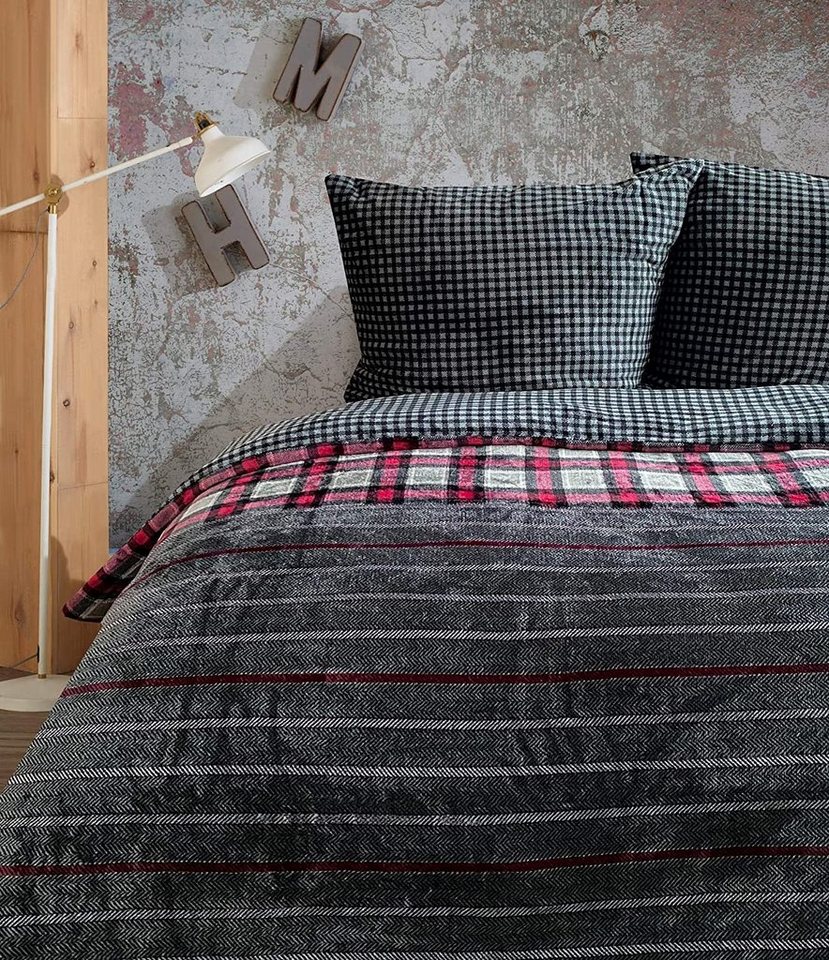 One Home Bettwäsche Winter Cashmere Touch, Fleece, 4 teilig, flauschig warmes Teddy Plüsch, gestreift kariert Normalgröße One Home Bettwäsche Winter Cashmere Touch, Fleece, 4 teilig, flauschig warmes Teddy Plüsch, gestreift kariert Normalgröße von One Home