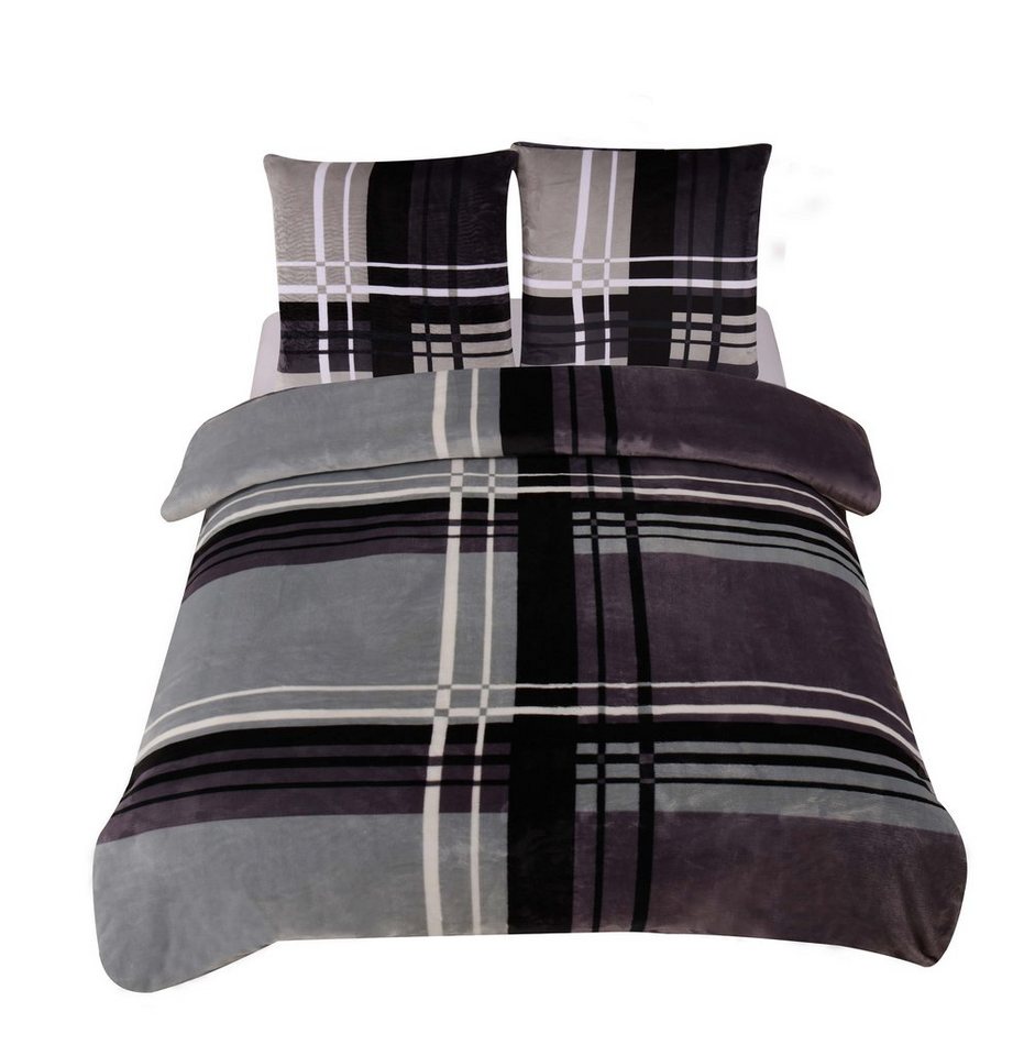 One Home Bettwäsche Winter Cashmere Touch Adzo, Fleece, 3 teilig, gestreift grafisch, flauschig warmes Teddy Plüsch Doppelbett One Home Bettwäsche Winter Cashmere Touch Adzo, Fleece, 3 teilig, gestreift grafisch, flauschig warmes Teddy Plüsch Doppelbett von One Home