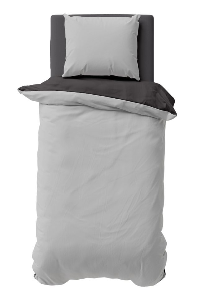 One Home Bettwäsche Doubleface, Satin, 2 teilig, Uni Wende, kühlend weich Sommer, Normalgröße von One Home