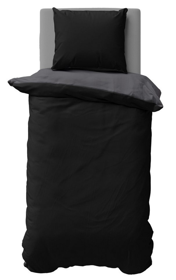 One Home Bettwäsche Doubleface, Satin, 2 teilig, Uni Wende, kühlend weich Sommer, Normalgröße von One Home