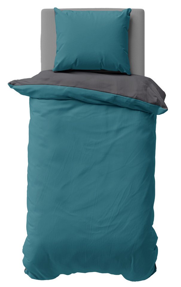 One Home Bettwäsche Doubleface, Satin, 2 teilig, Uni Wende, kühlend weich Sommer, Normalgröße von One Home