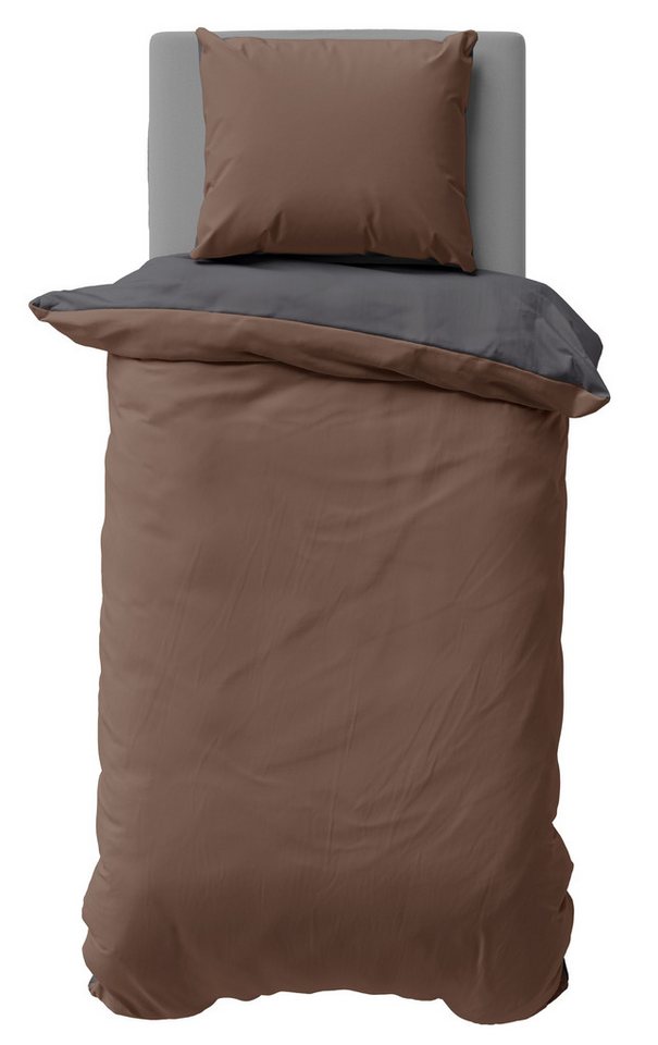 One Home Bettwäsche Doubleface, Satin, 2 teilig, Uni Wende, kühlend weich Sommer, Übergröße von One Home