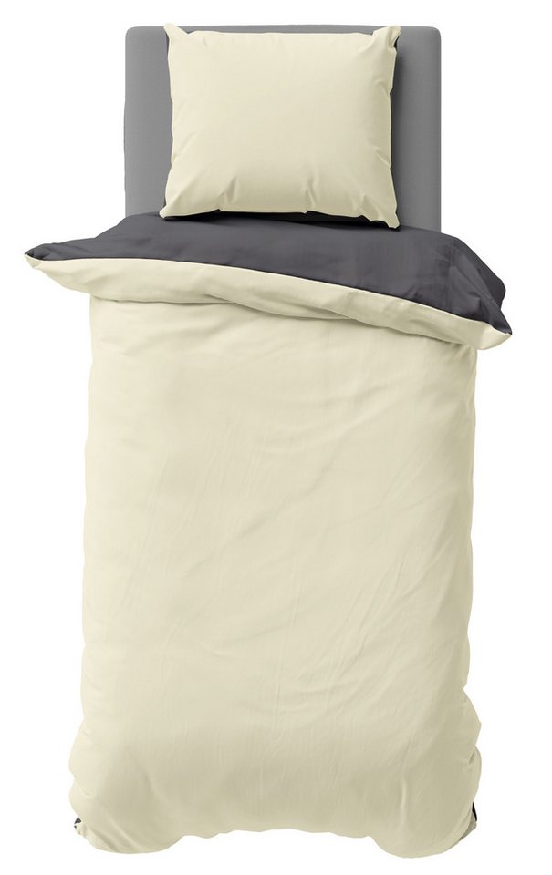 One Home Bettwäsche Doubleface, Satin, 2 teilig, Uni Wende, kühlend weich Sommer, Übergröße von One Home