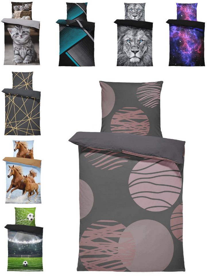 One Home Bettwäsche Fotodruck, Mikrofaser, 4 teilig, Elegant Kreise Modern, Knitterfrei Weich für Sommer und Winter One Home Bettwäsche Fotodruck, Mikrofaser, 4 teilig, Elegant Kreise Modern, Knitterfrei Weich für Sommer und Winter von One Home