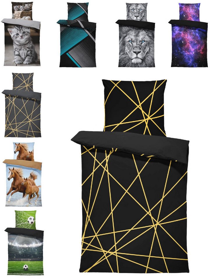 One Home Bettwäsche Fotodruck, Mikrofaser, 4 teilig, Geometrisch Grafisch Modern, Knitterfrei Weich für Sommer und Winter One Home Bettwäsche Fotodruck, Mikrofaser, 4 teilig, Geometrisch Grafisch Modern, Knitterfrei Weich für Sommer und Winter von One Home