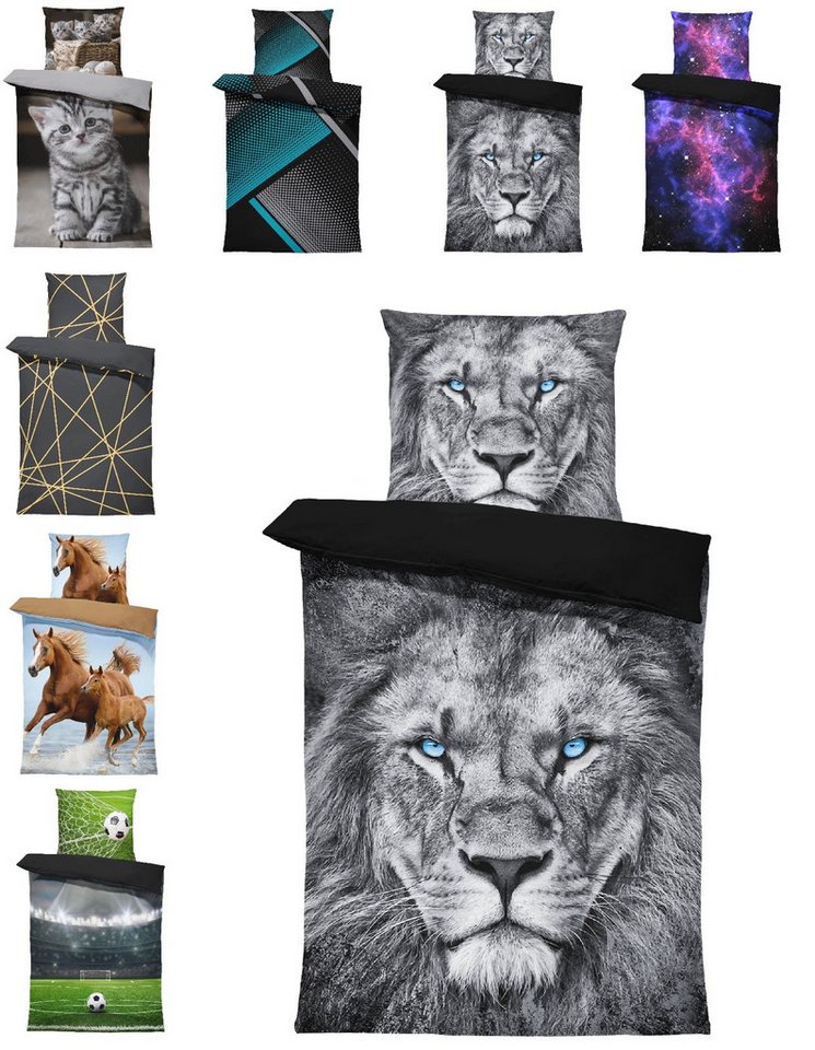 One Home Bettwäsche Fotodruck, Mikrofaser, 4 teilig, Löwe Tiere, Knitterfrei Weich für Sommer und Winter One Home Bettwäsche Fotodruck, Mikrofaser, 4 teilig, Löwe Tiere, Knitterfrei Weich für Sommer und Winter von One Home