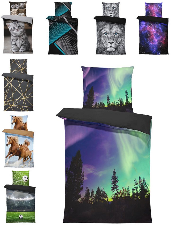 One Home Bettwäsche Fotodruck, Mikrofaser, 4 teilig, Polarlichter Nordlichter, Knitterfrei Weich für Sommer und Winter One Home Bettwäsche Fotodruck, Mikrofaser, 4 teilig, Polarlichter Nordlichter, Knitterfrei Weich für Sommer und Winter von One Home