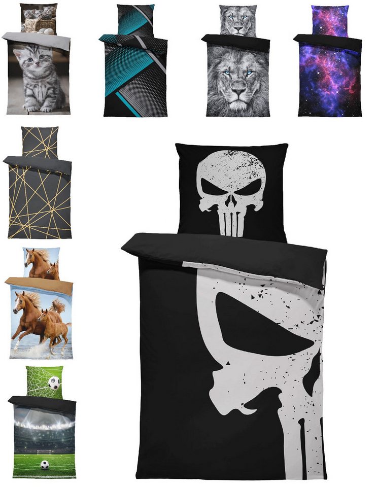 One Home Bettwäsche Fotodruck, Mikrofaser, 4 teilig, Totenkopf Muster Skull Bones, Knitterfrei Weich für Sommer und Winter One Home Bettwäsche Fotodruck, Mikrofaser, 4 teilig, Totenkopf Muster Skull Bones, Knitterfrei Weich für Sommer und Winter von One Home