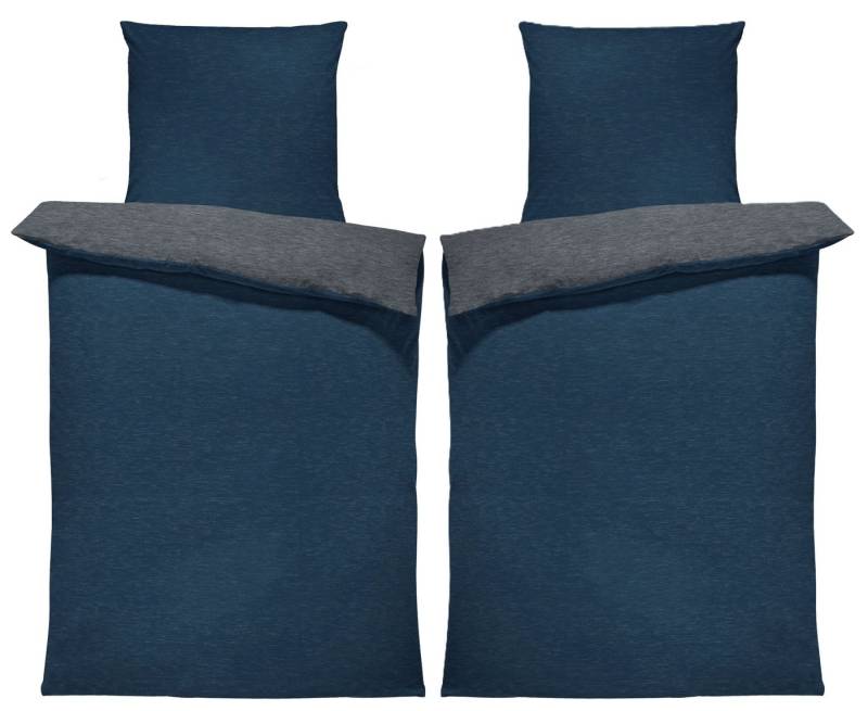 One Home Bettwäsche Wende Melange, Flanell, 4 teilig, meliert, Baumwolle kuschelig warm weich Biber Winter von One Home