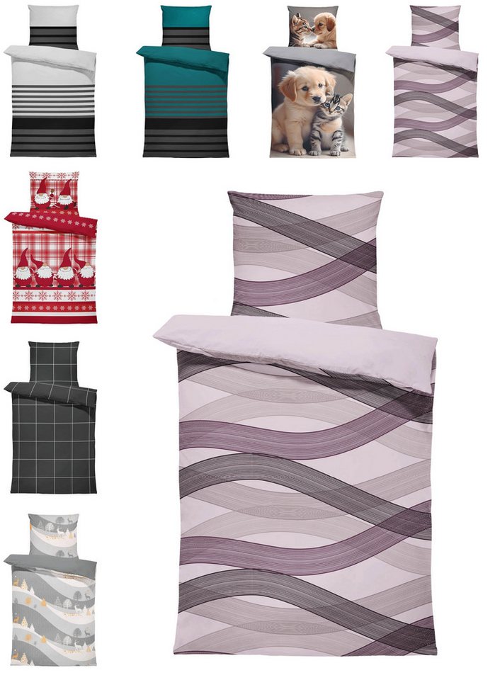 One Home Bettwäsche Winter, Flanell, 4 teilig, modern geschwungen, kuschelig flauschig warme weiche Baumwolle Biber One Home Bettwäsche Winter, Flanell, 4 teilig, modern geschwungen, kuschelig flauschig warme weiche Baumwolle Biber von One Home