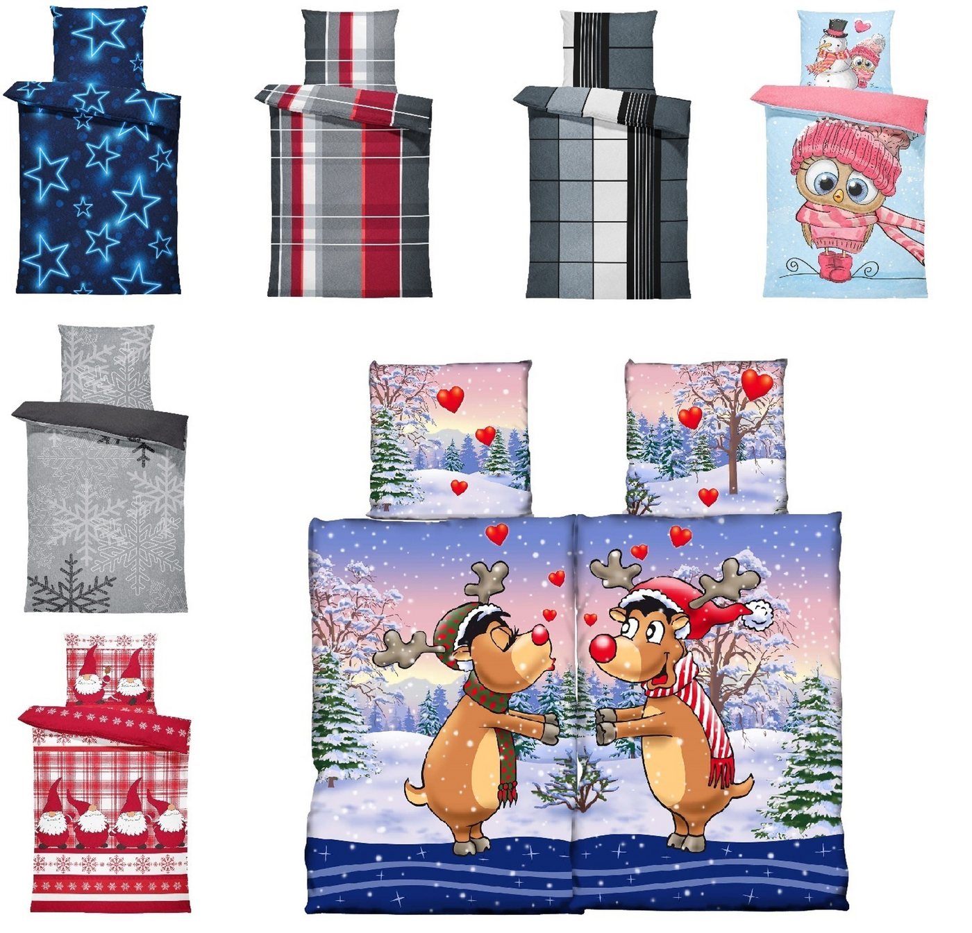 One Home Bettwäsche Winter Thermofleece, Fleece, 4 teilig, Weihnachten Partner Elche, kuschelig flauschig warm weich Modern One Home Bettwäsche Winter Thermofleece, Fleece, 4 teilig, Weihnachten Partner Elche, kuschelig flauschig warm weich Modern von One Home