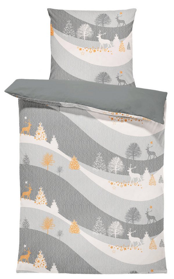 One Home Bettwäsche Winter Wonderland Weihnachten, Flanell, 2 teilig, Rentiere Winterlandschaft, kuschelig warme weiche Baumwolle Biber One Home Bettwäsche Winter Wonderland Weihnachten, Flanell, 2 teilig, Rentiere Winterlandschaft, kuschelig warme weiche Baumwolle Biber von One Home