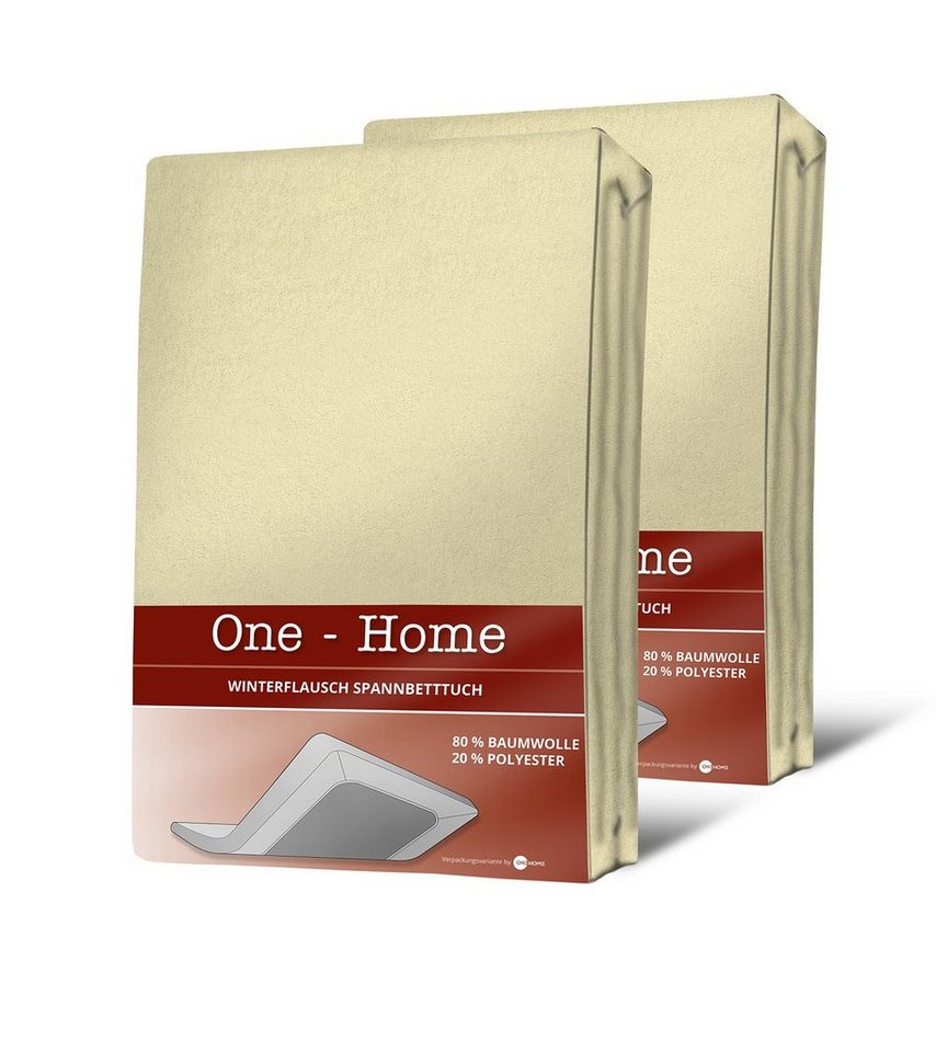 One Home Spannbettlaken Winter, Baumwolle, Gummizug: rundum, (2 Stück), kuschelig warm und flauschig, Double Pack von One Home