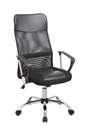 One Living Elite Ergonomischer Bürostuhl mit Chrombasis, Höhenverstellbarkeit, Armlehnen und 360° Drehfunktion - Der perfekte Stuhl für Komfort und Produktivität am Arbeitsplatz von One Living
